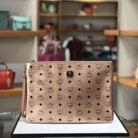 MCM Handbags - ⚡️⚡️MCM LARGE WRISTLET POUCH (CHAMPAGNE / ROSE GOLD)⚡️⚡️